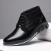 Menico Men’s Faux Leather Business Casual Lace  Up Round Toe Oversized Flat Boots