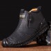 Menico Men’s Leather Casual Soft Non  Slip Wear Resistant Side Zipper Hand Stitching Flat Boots