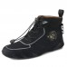 Menico Men’s Leather Soft Non  Slip Elastic Adjustment Hand Stitching Casual Flat Boots