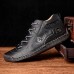 Menico Men’s Leather Soft Hand Sewn Lace  Up Non  Slip Wearable Casual Booties